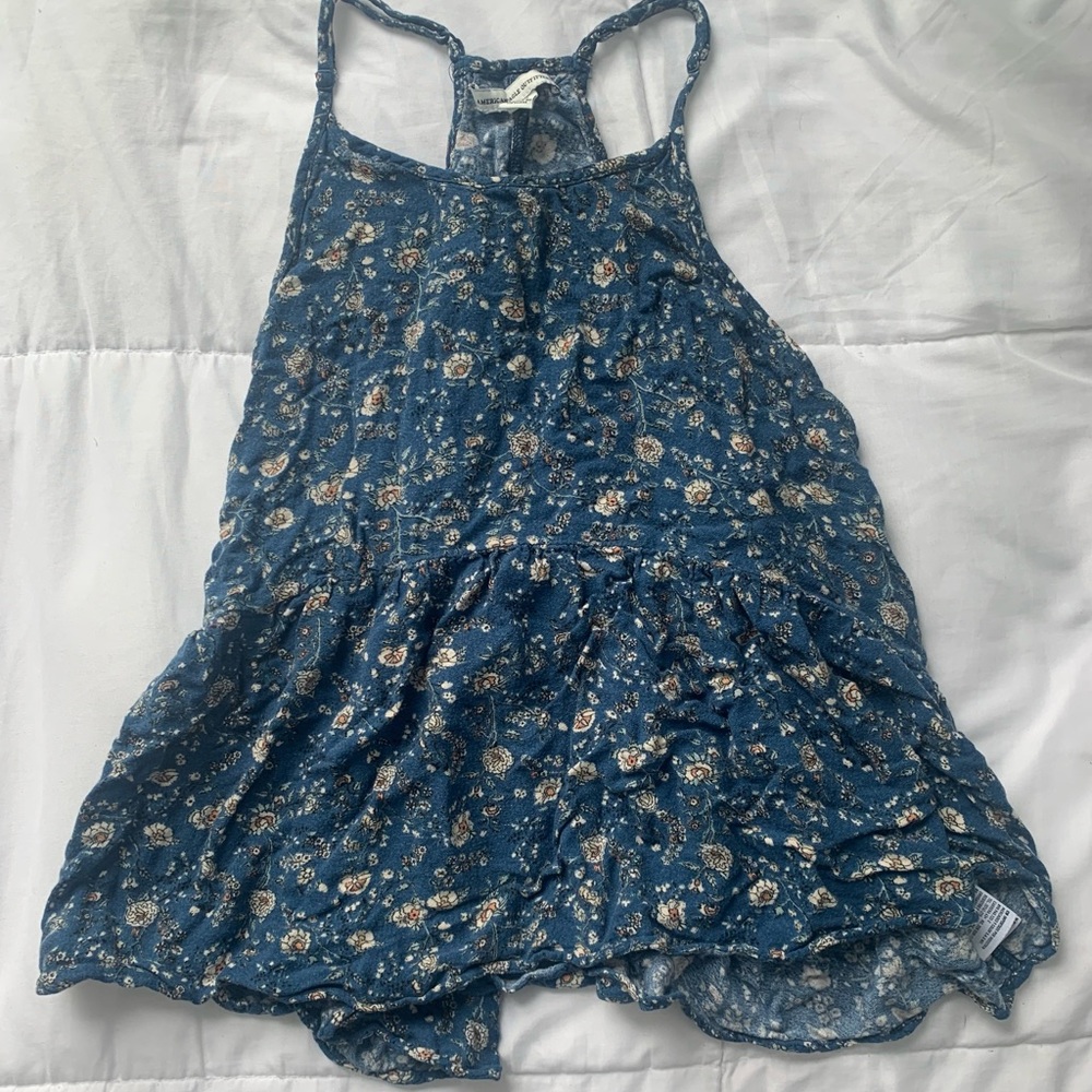 SOLD - American Eagle medium blue floral tank top